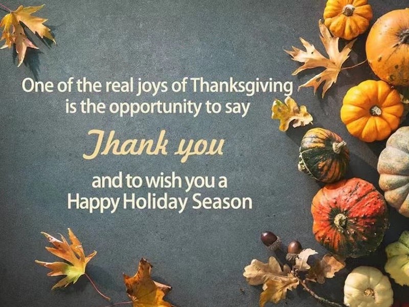 Xiamen Tour de Cycling Industry&Trade Co.,Ltd. greeting for Thanksgiving day